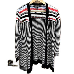Lane Bryant Wool Blend Knit Cardigan Open Front Striped Oversized Comfort 14/16